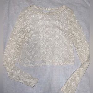Cream Cropped Lace Top